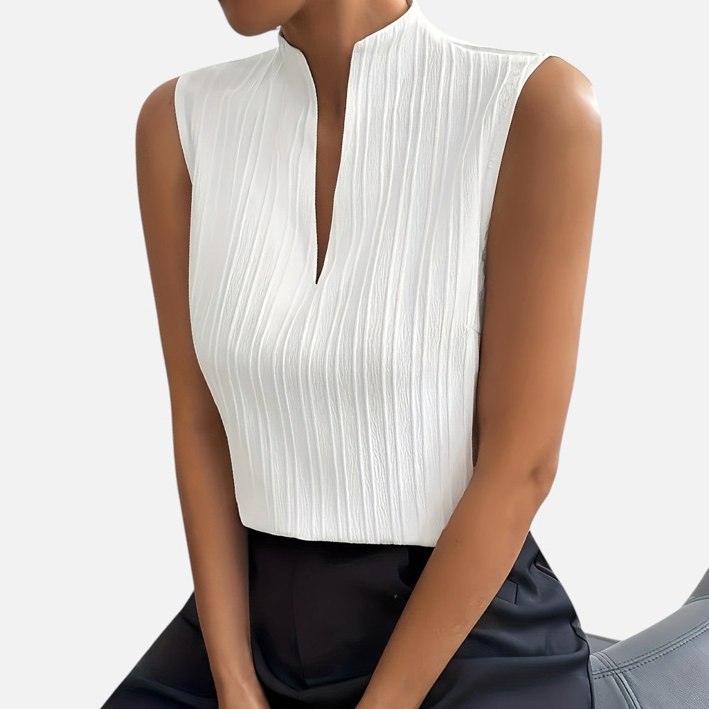Solviero Club | Top Sin Mangas con Escote en V Elegancia Natural