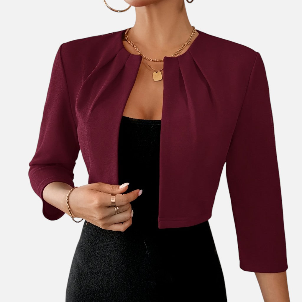Solviero Club | Blazer de Mujer con Cuello Plisado Elegancia Refinada