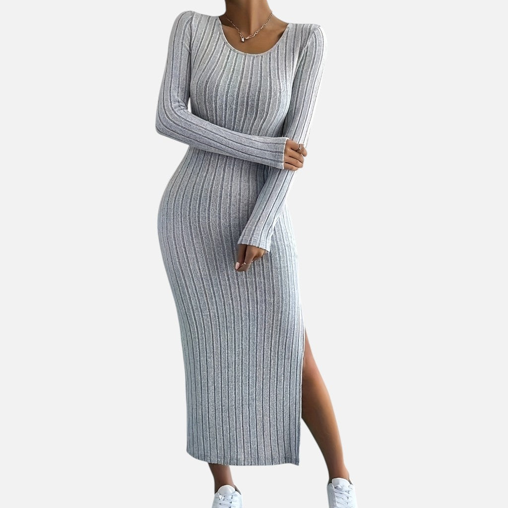 Solviero Club | Vestido Entallado de Rayas Elegancia Contemporánea