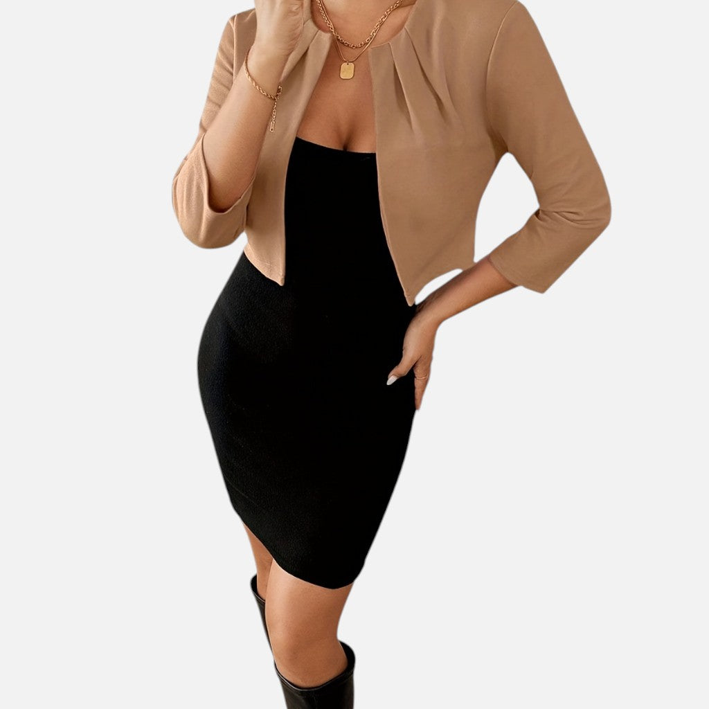 Solviero Club | Blazer de Mujer con Cuello Plisado Elegancia Refinada