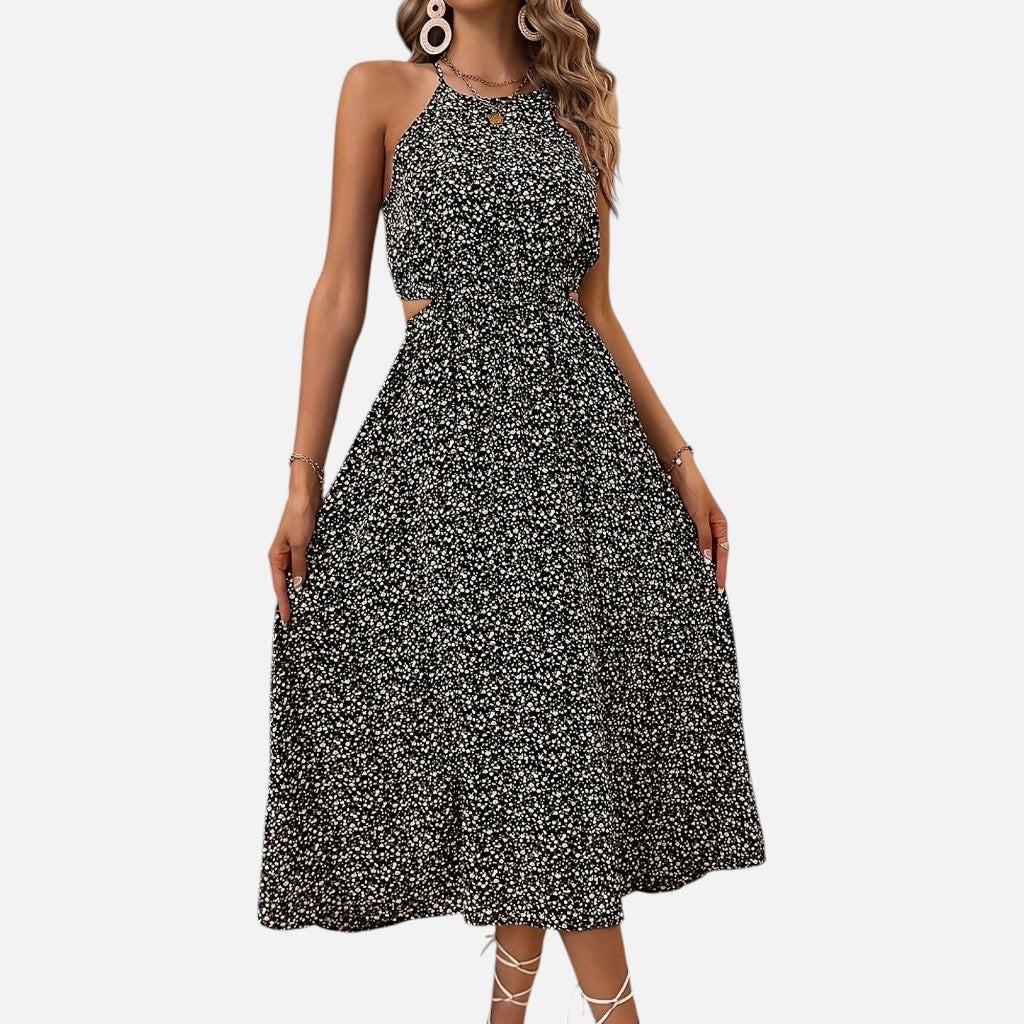 Solviero Club | Vestido Floral con Cintura Calada Encanto Romántico