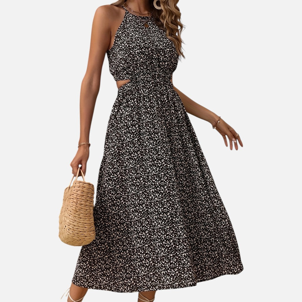 Solviero Club | Vestido Floral con Cintura Calada Encanto Romántico