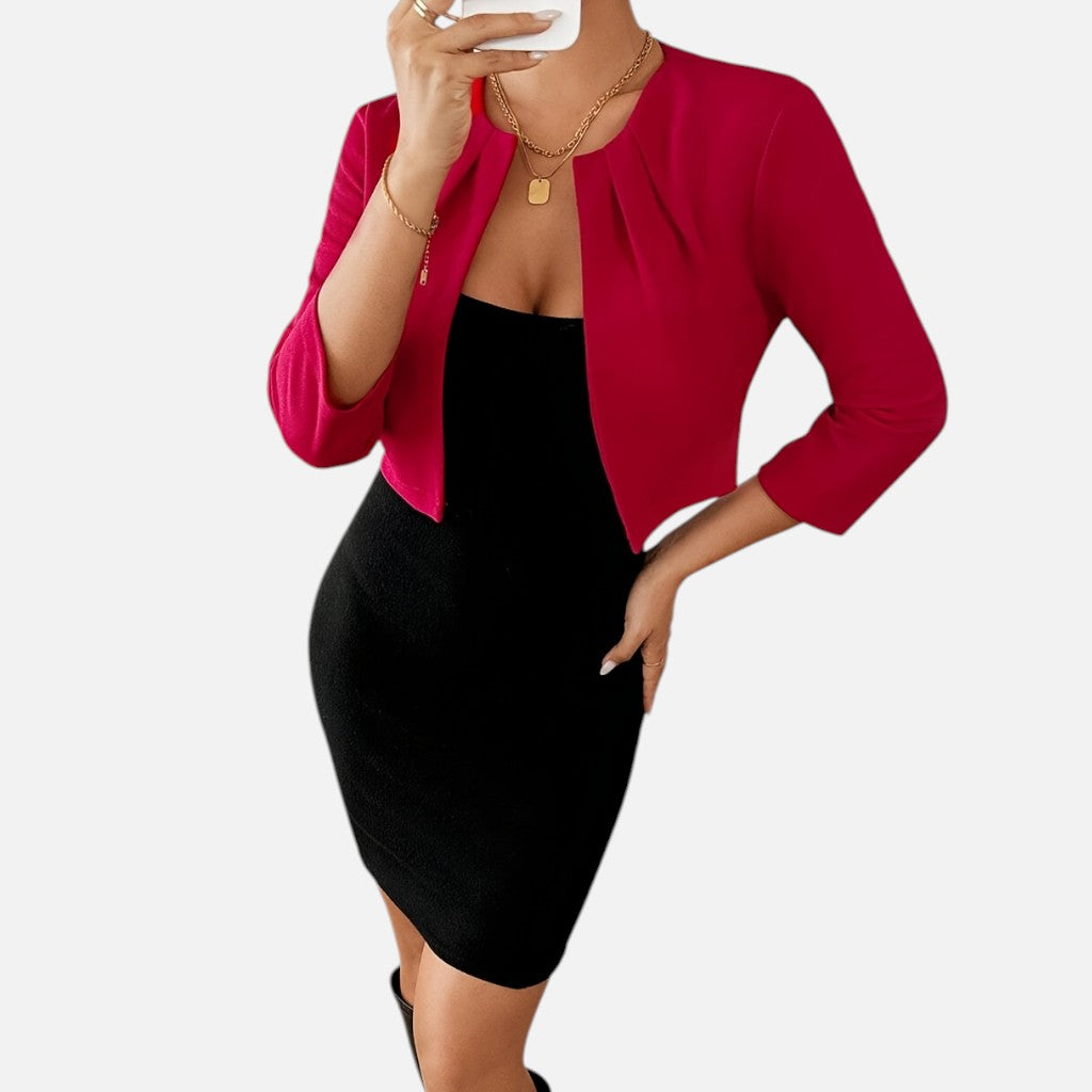 Solviero Club | Blazer de Mujer con Cuello Plisado Elegancia Refinada