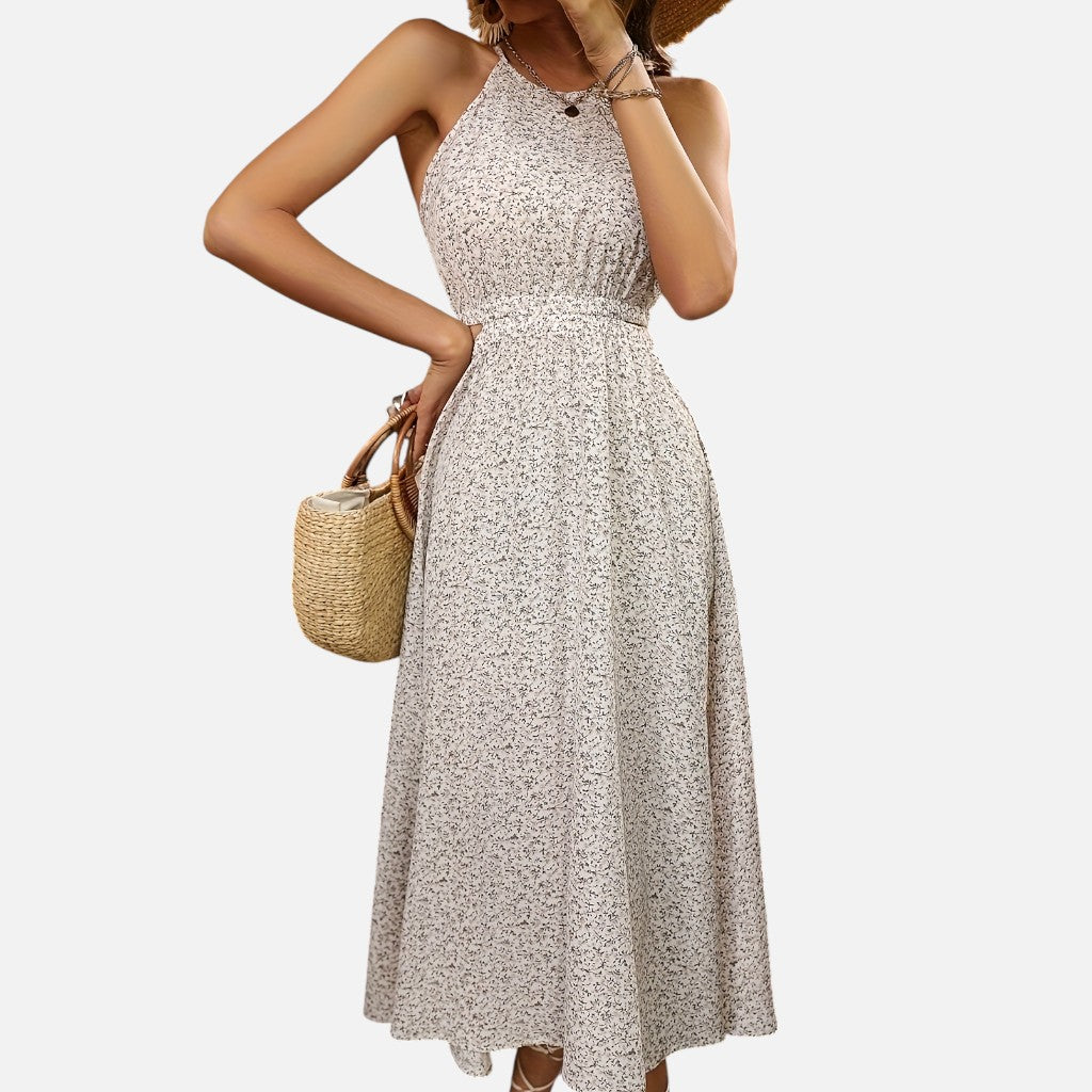 Solviero Club | Vestido Floral con Cintura Calada Encanto Romántico
