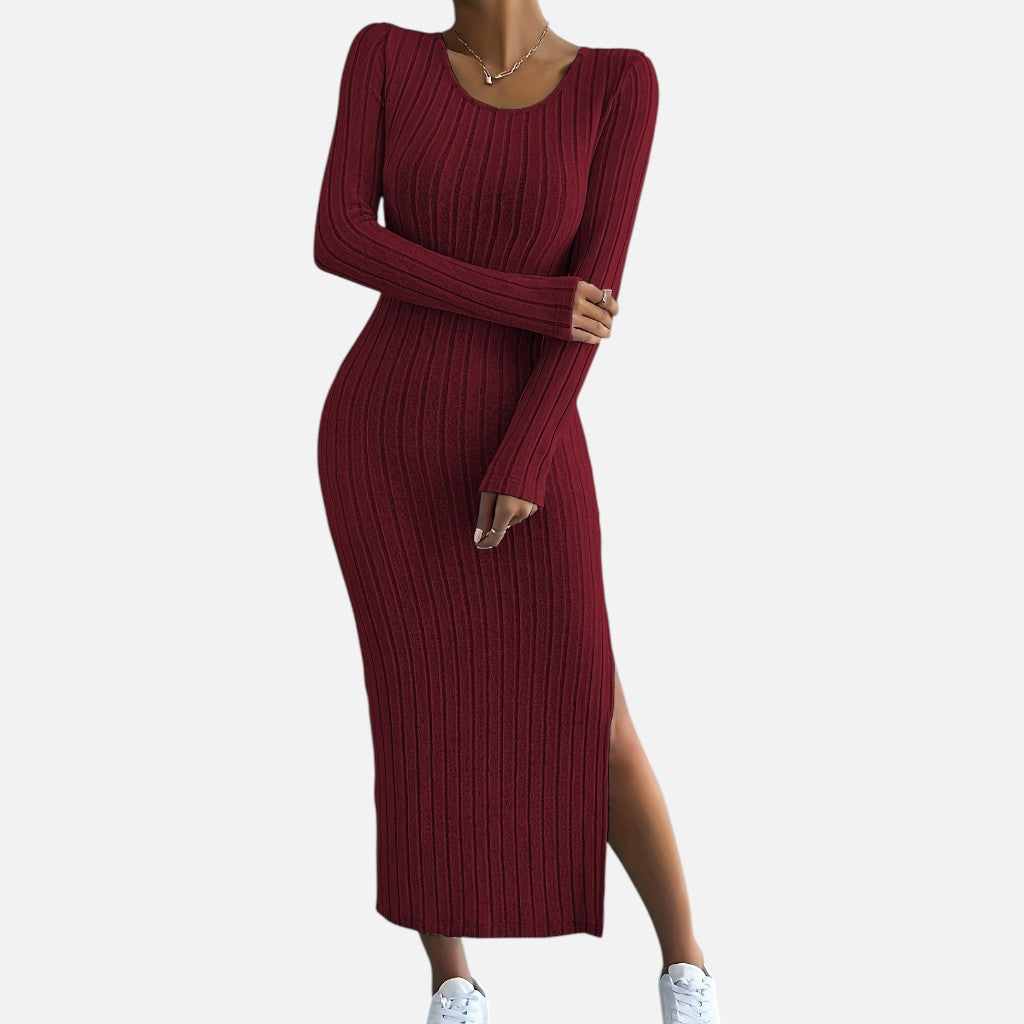Solviero Club | Vestido Entallado de Rayas Elegancia Contemporánea