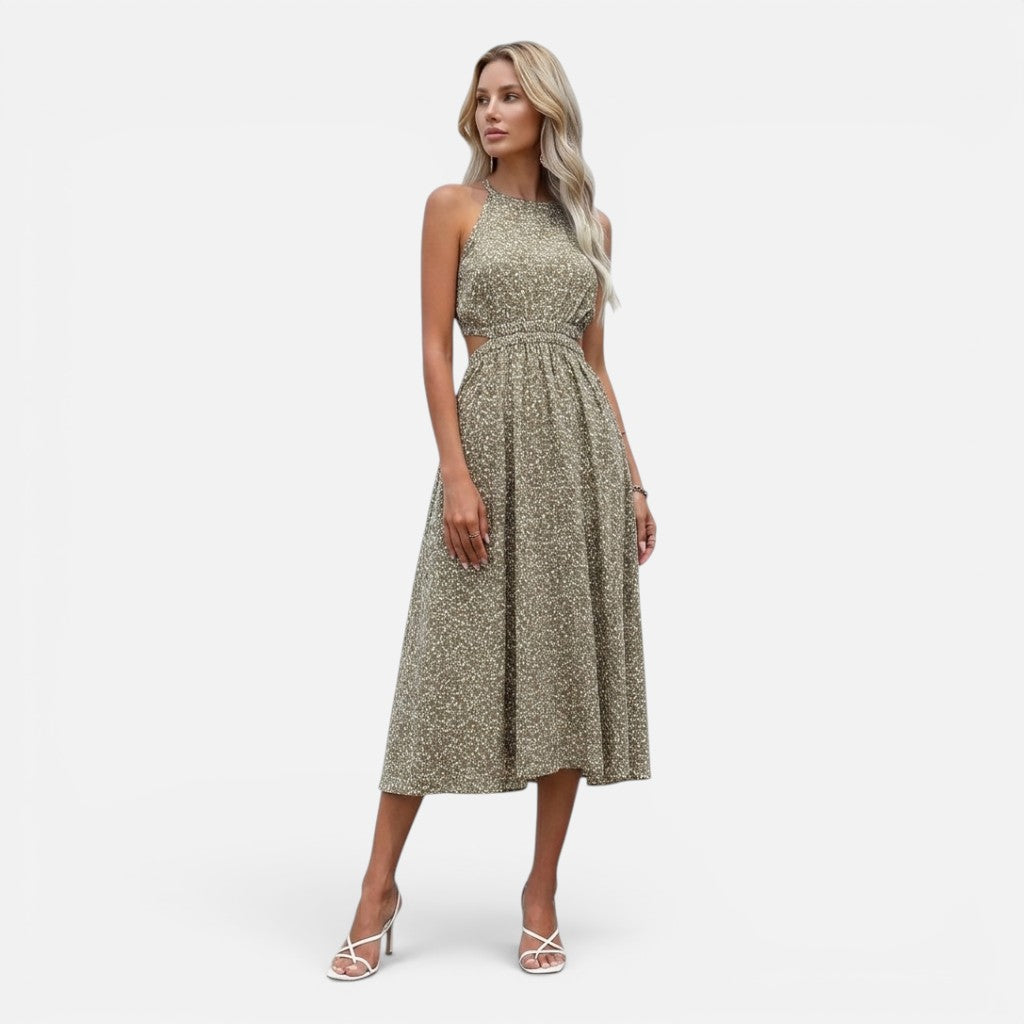 Solviero Club | Vestido Floral con Cintura Calada Encanto Romántico