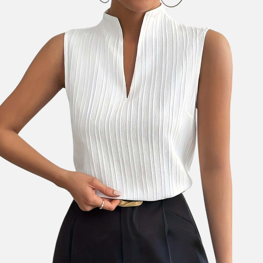 Solviero Club | Top Sin Mangas con Escote en V Elegancia Natural