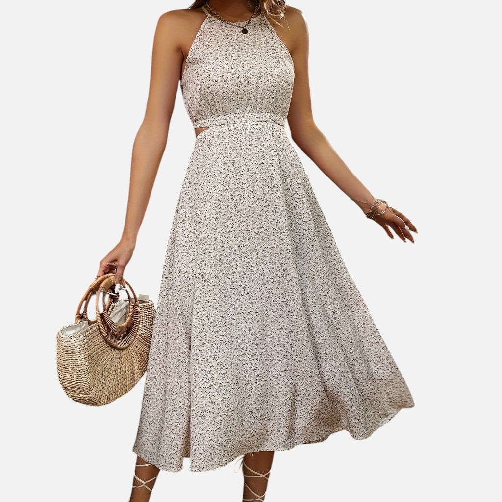 Solviero Club | Vestido Floral con Cintura Calada Encanto Romántico