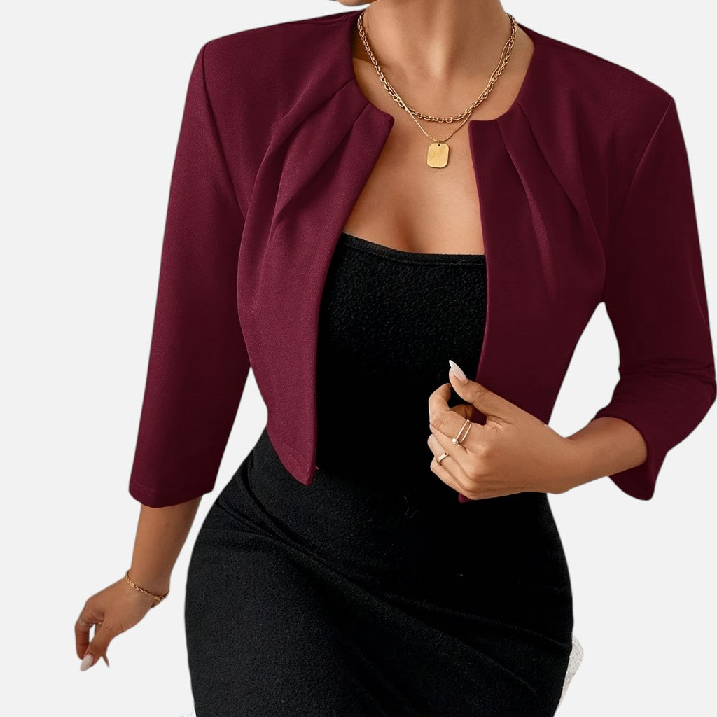 Solviero Club | Blazer de Mujer con Cuello Plisado Elegancia Refinada