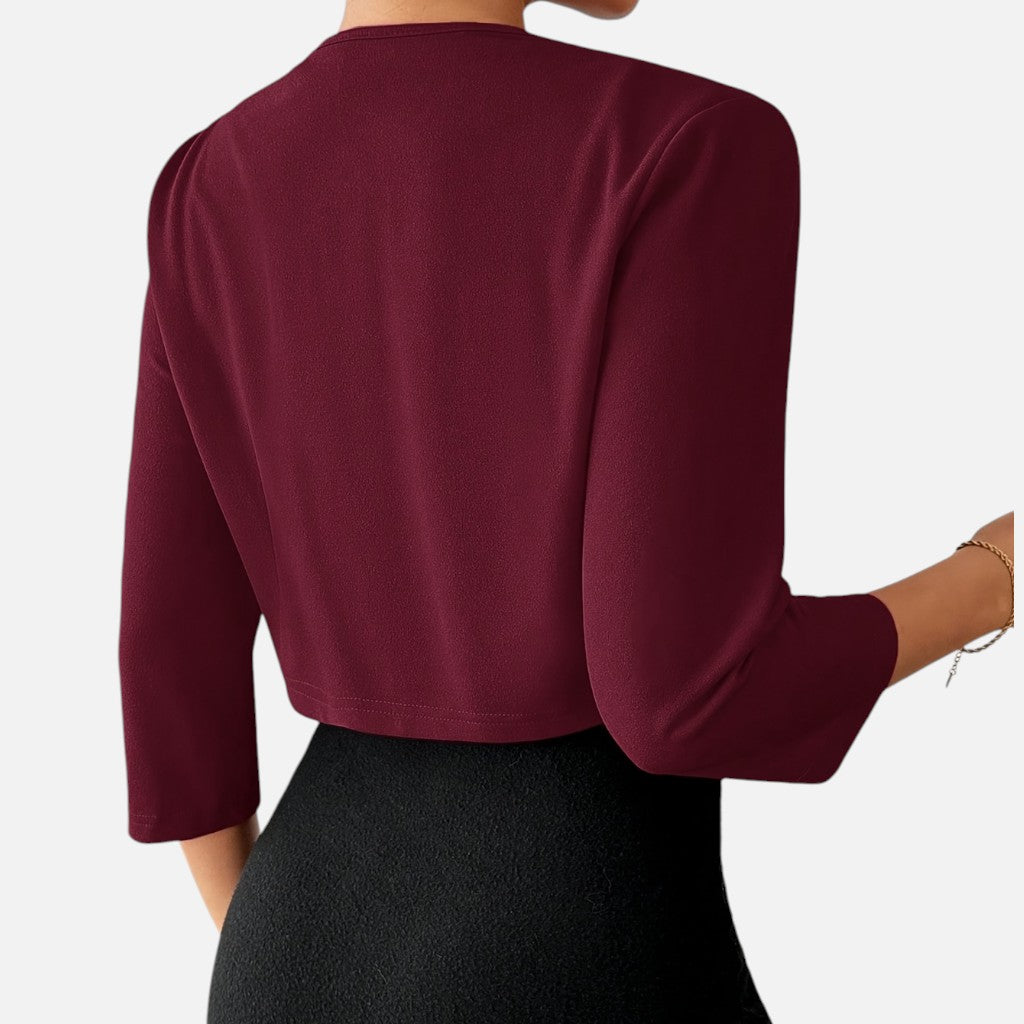 Solviero Club | Blazer de Mujer con Cuello Plisado Elegancia Refinada