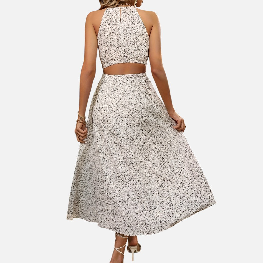 Solviero Club | Vestido Floral con Cintura Calada Encanto Romántico