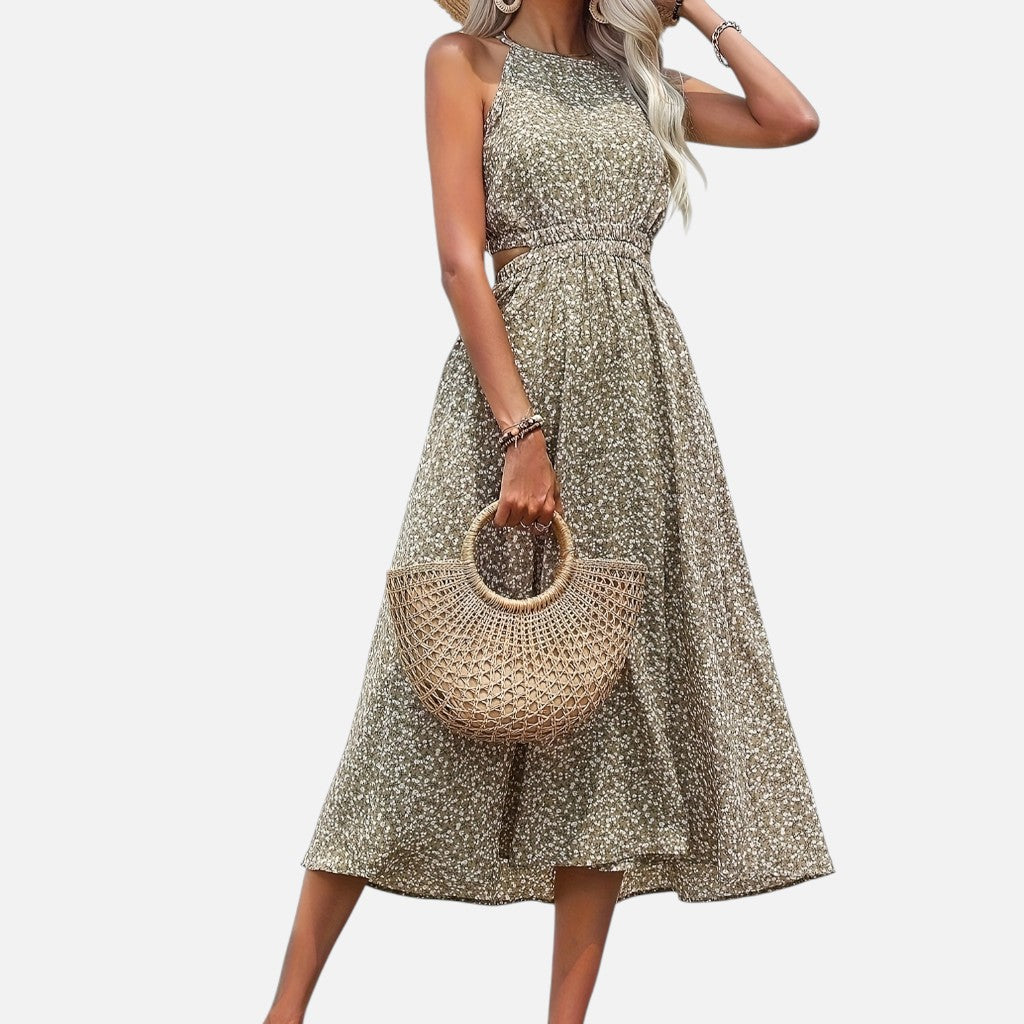 Solviero Club | Vestido Floral con Cintura Calada Encanto Romántico