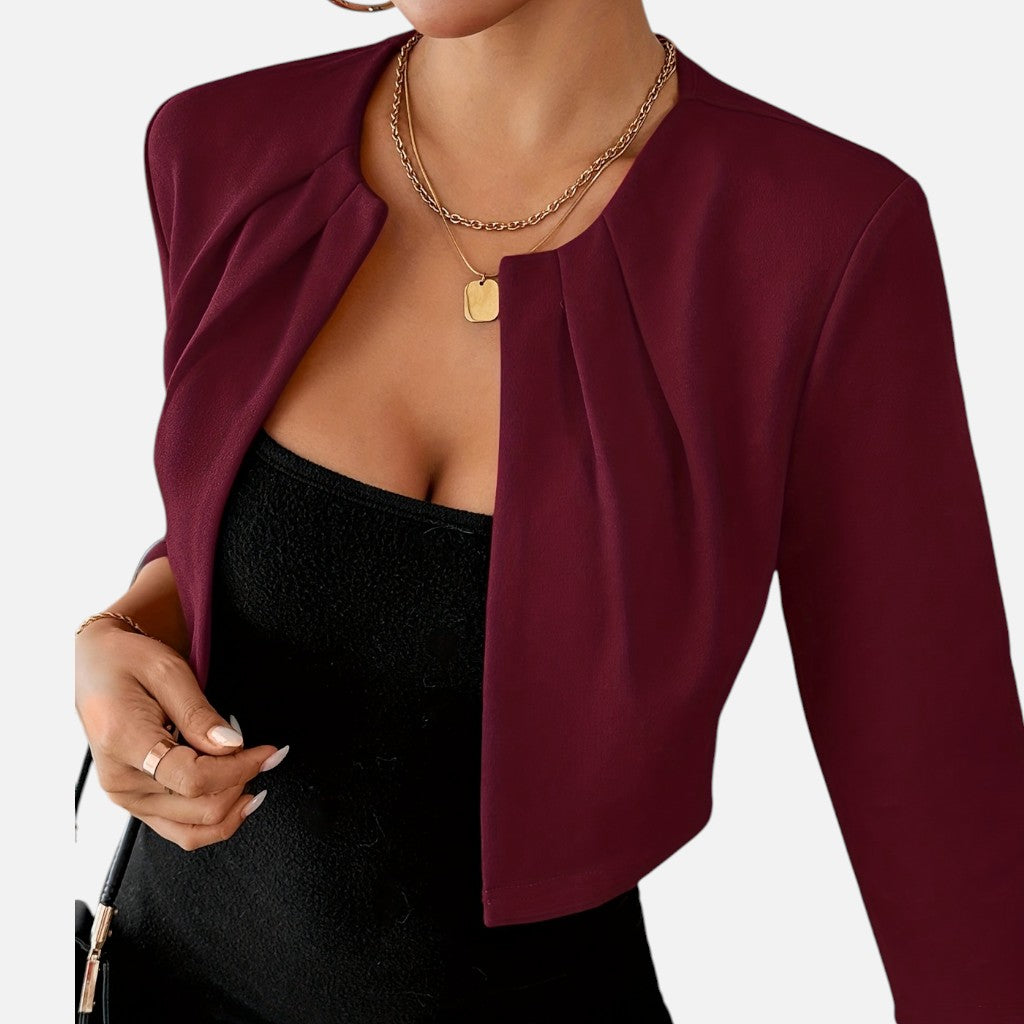 Solviero Club | Blazer de Mujer con Cuello Plisado Elegancia Refinada